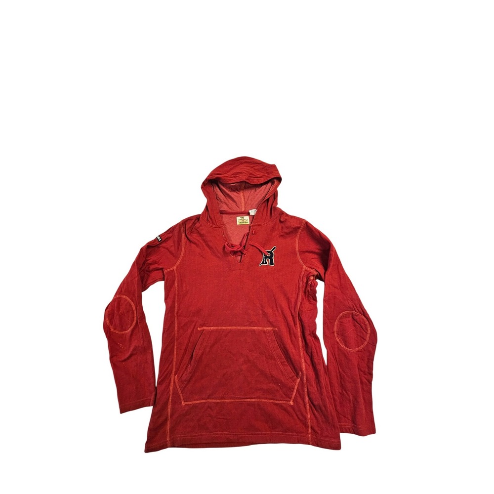 T.‎ Dalton Clothing Mens Red Lace Up Lightweight Hoodie Elbow Patches Size M
